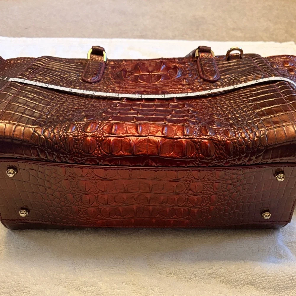 Brahmin Rich Burgundy Crocodile Satchel - Picture 4 of 9